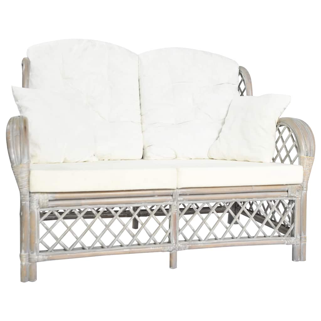 vidaXL Chair with Cushion Natural Rattan and Linen