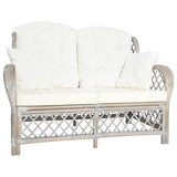 vidaXL Chair with Cushion Natural Rattan and Linen