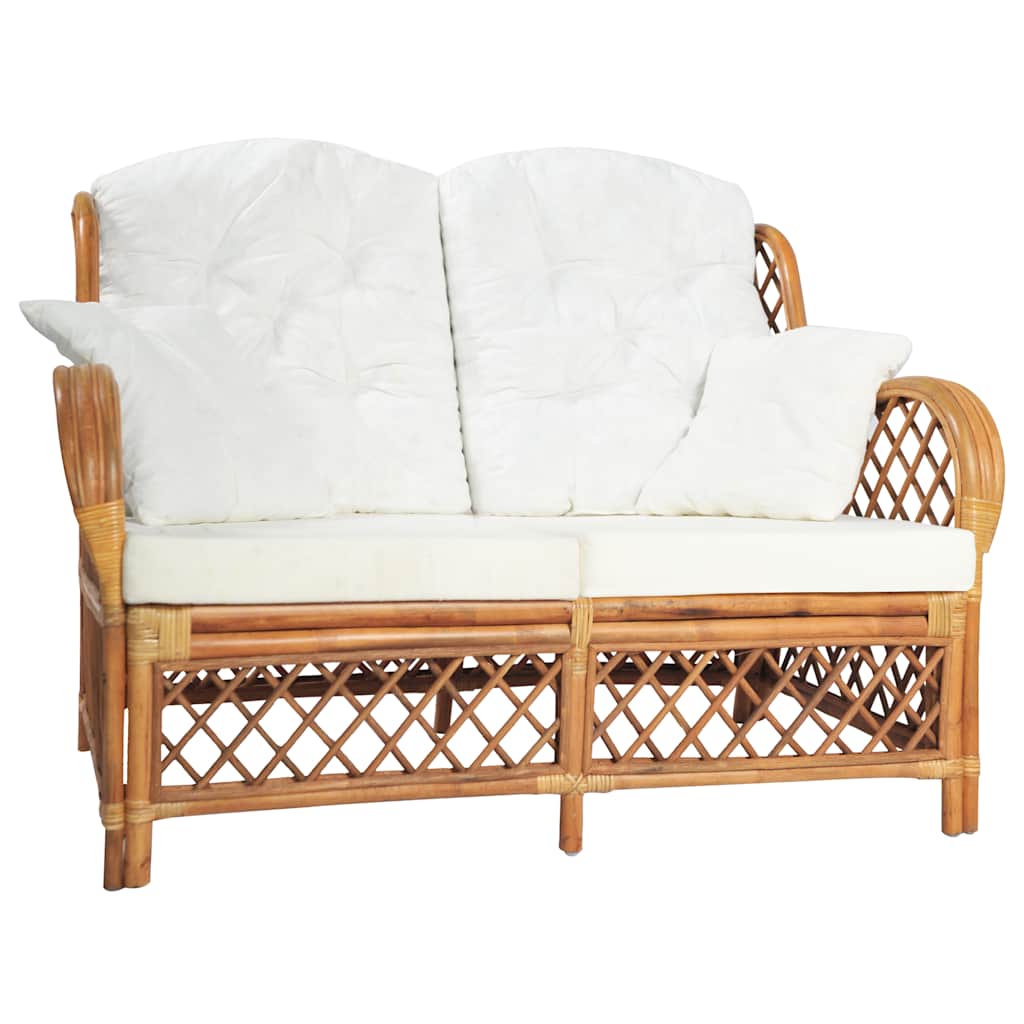 vidaXL Chair with Cushion Natural Rattan and Linen