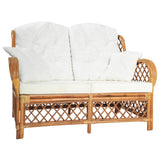 vidaXL Chair with Cushion Natural Rattan and Linen