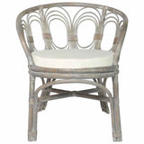 vidaXL Dining Chair with Cushion Natural Rattan and Linen