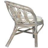 vidaXL Dining Chair with Cushion Natural Rattan and Linen