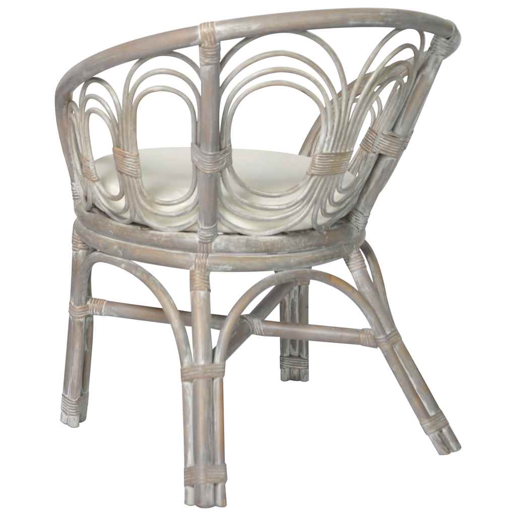 vidaXL Dining Chair with Cushion Natural Rattan and Linen