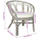 vidaXL Dining Chair with Cushion Natural Rattan and Linen