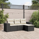 vidaXL 4-Piece Lounge Set with Cushions Poly Rattan Black