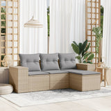 vidaXL 4-Piece Lounge Set with Cushions Poly Rattan Black