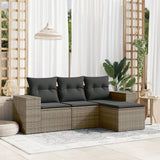 vidaXL 4-Piece Lounge Set with Cushions Poly Rattan Black