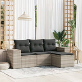 vidaXL 4-Piece Lounge Set with Cushions Poly Rattan Black