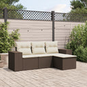 vidaXL 4-Piece Lounge Set with Cushions Poly Rattan Black