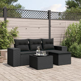 vidaXL 4-Piece Lounge Set with Cushions Poly Rattan Black