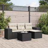 vidaXL 4-Piece Lounge Set with Cushions Poly Rattan Black