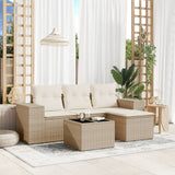 vidaXL 4-Piece Lounge Set with Cushions Poly Rattan Black