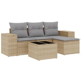 vidaXL 4-Piece Lounge Set with Cushions Poly Rattan Black