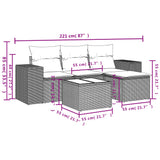 vidaXL 4-Piece Lounge Set with Cushions Poly Rattan Black