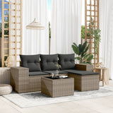 vidaXL 4-Piece Lounge Set with Cushions Poly Rattan Black