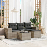 vidaXL 4-Piece Lounge Set with Cushions Poly Rattan Black