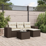 vidaXL 4-Piece Lounge Set with Cushions Poly Rattan Black
