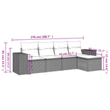 vidaXL 5-delige Loungeset met kussens poly rattan zwart