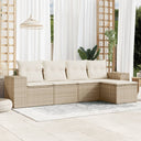 vidaXL 5-delige Loungeset met kussens poly rattan zwart