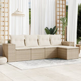 vidaXL 5-delige Loungeset met kussens poly rattan zwart
