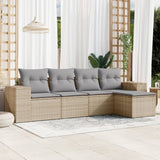 vidaXL 5-delige Loungeset met kussens poly rattan zwart