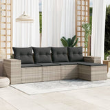 vidaXL 5-delige Loungeset met kussens poly rattan zwart
