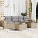 vidaXL 5-delige Loungeset met kussens poly rattan zwart