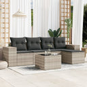 vidaXL 5-delige Loungeset met kussens poly rattan zwart