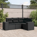vidaXL 4-Piece Poly Rattan Lounge Set with Cushions Black