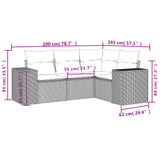 vidaXL 4-Piece Poly Rattan Lounge Set with Cushions Black
