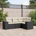 vidaXL 4-Piece Poly Rattan Lounge Set with Cushions Black