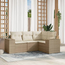 vidaXL 4-Piece Poly Rattan Lounge Set with Cushions Black