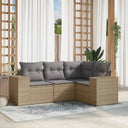 vidaXL 4-Piece Poly Rattan Lounge Set with Cushions Black