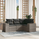 vidaXL 4-Piece Poly Rattan Lounge Set with Cushions Black