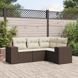 vidaXL 4-Piece Poly Rattan Lounge Set with Cushions Black