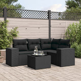 vidaXL 4-Piece Poly Rattan Lounge Set with Cushions Black
