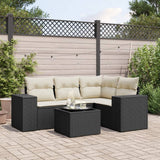 vidaXL 4-Piece Poly Rattan Lounge Set with Cushions Black