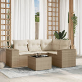 vidaXL 4-Piece Poly Rattan Lounge Set with Cushions Black