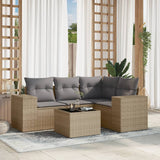 vidaXL 4-Piece Poly Rattan Lounge Set with Cushions Black