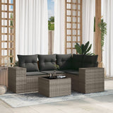 vidaXL 4-Piece Poly Rattan Lounge Set with Cushions Black