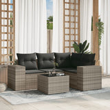vidaXL 4-Piece Poly Rattan Lounge Set with Cushions Black