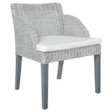 vidaXL Dining Chair with Cushion Natural Rattan Grey