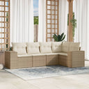 vidaXL 5-delige Loungeset met kussens poly rattan zwart