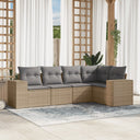 vidaXL 5-delige Loungeset met kussens poly rattan zwart