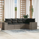 vidaXL 5-delige Loungeset met kussens poly rattan zwart