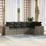 vidaXL 5-delige Loungeset met kussens poly rattan zwart
