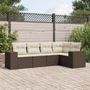 vidaXL 5-delige Loungeset met kussens poly rattan zwart
