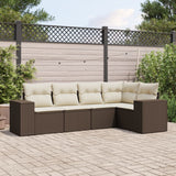 vidaXL 5-delige Loungeset met kussens poly rattan zwart