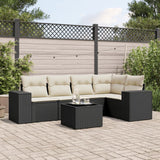 vidaXL 5-delige Loungeset met kussens poly rattan zwart