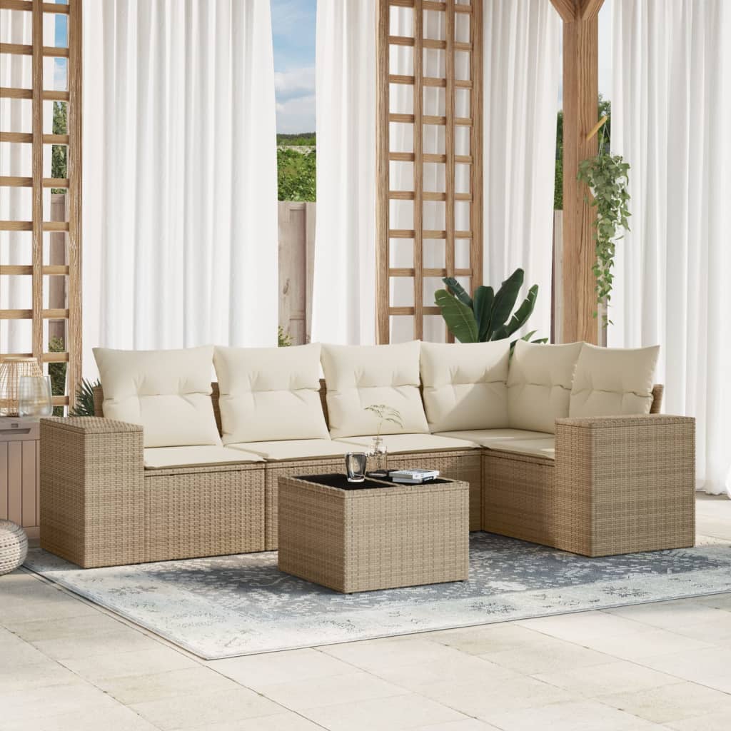 vidaXL 5-delige Loungeset met kussens poly rattan zwart